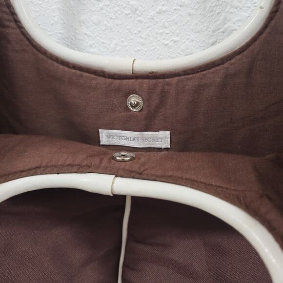 Victoria’s Secret Brown White Handle Tote Purse Bag Vintage Style Medium Y2K - Picture 2 of 9